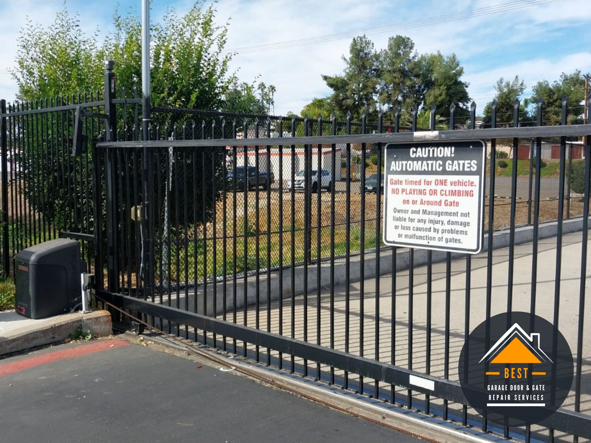 Commercial slide gate fabrication and installation for Apartment complex Rancho Laguna in El Cajon CA, 92021