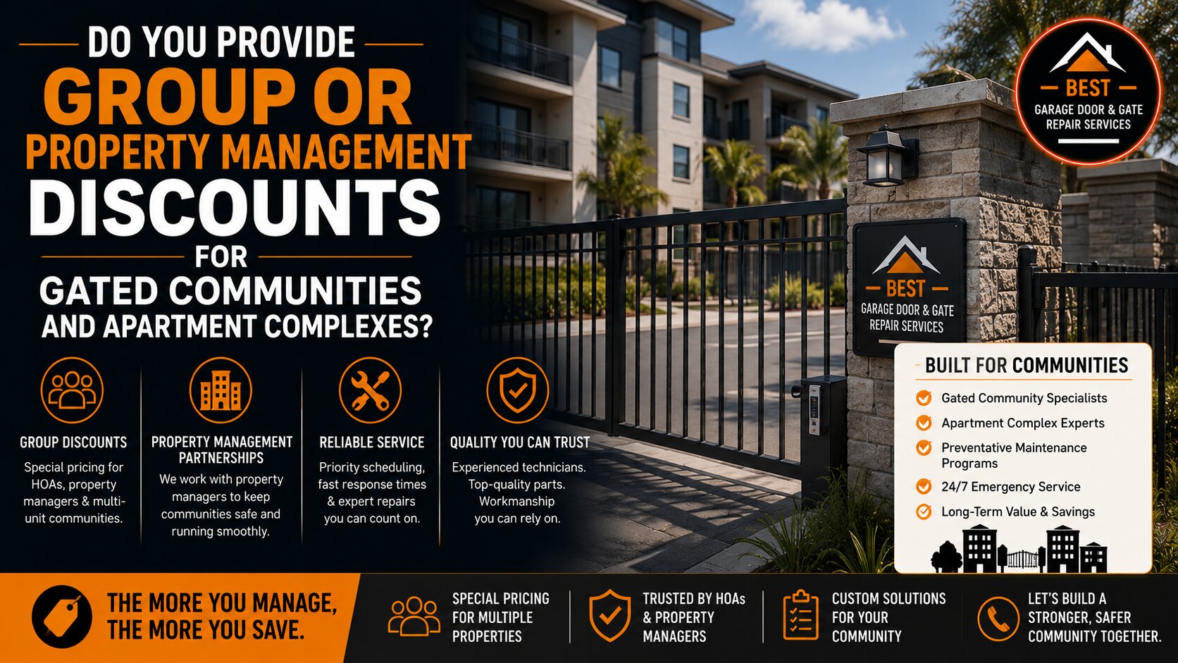 Do you provide group or property management discounts for gated communities and apartment complexes?
